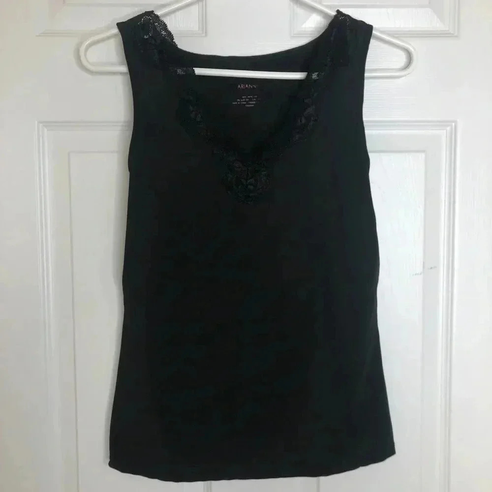 Arianne Camisole Tank  Top Black Lace Size Small